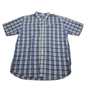 Covington Shirt Mens L Blue Plaid Button Up Dress Short Sleeve